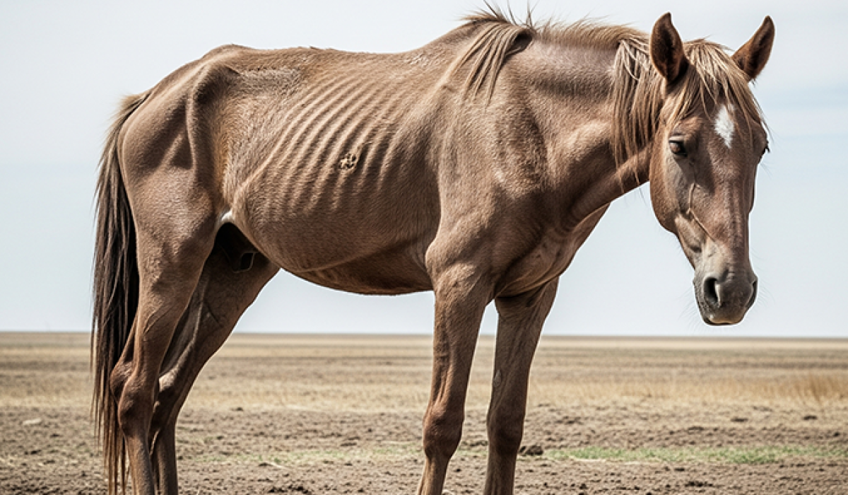 Horse with navicular syndrome being examined and shod for corrective hoof care