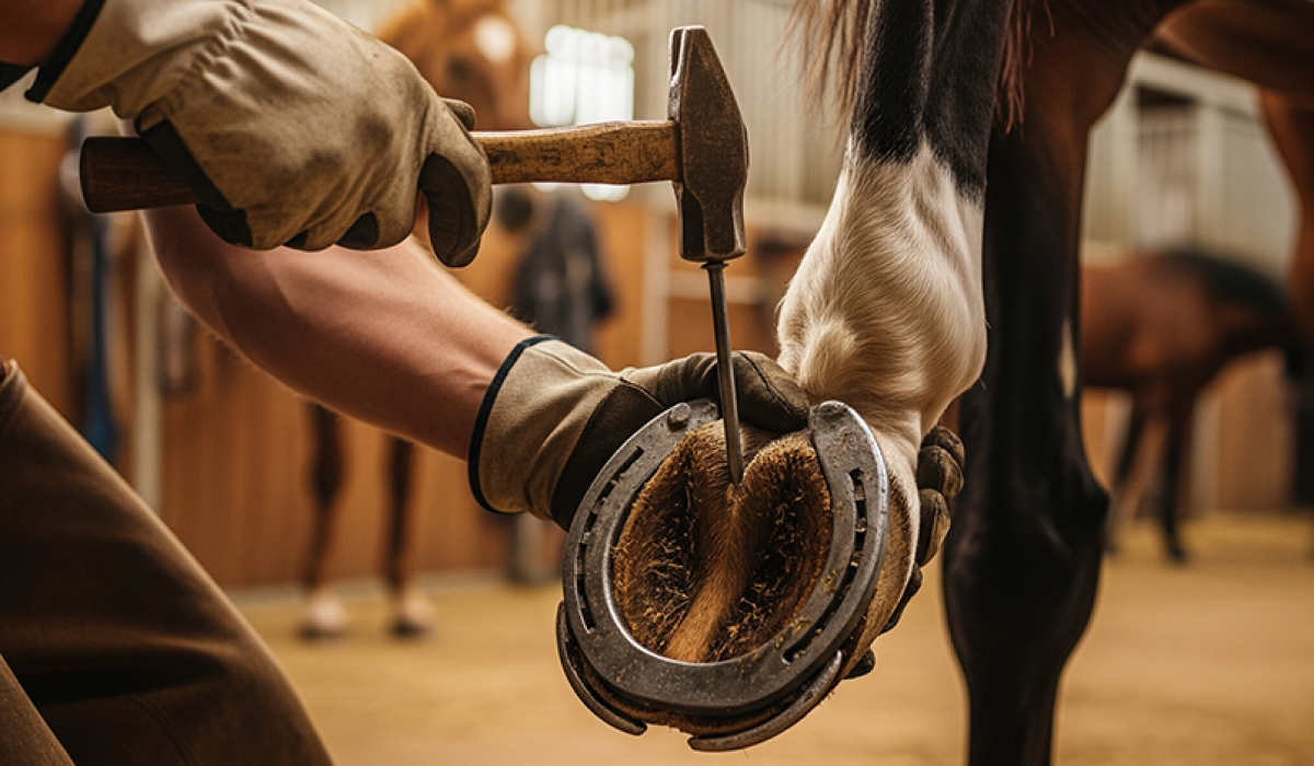 Eco-friendly sustainable saddle pad on a horse during training