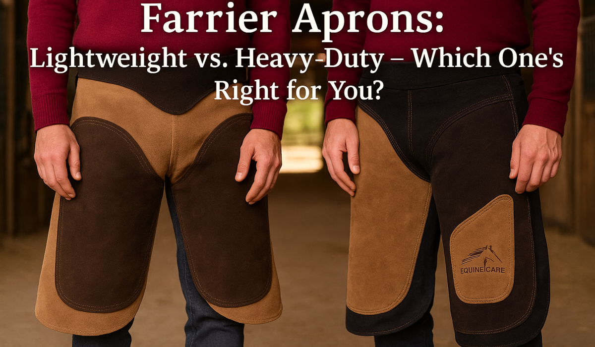 Farrier apron with built-in knee pads for added comfort during trimming