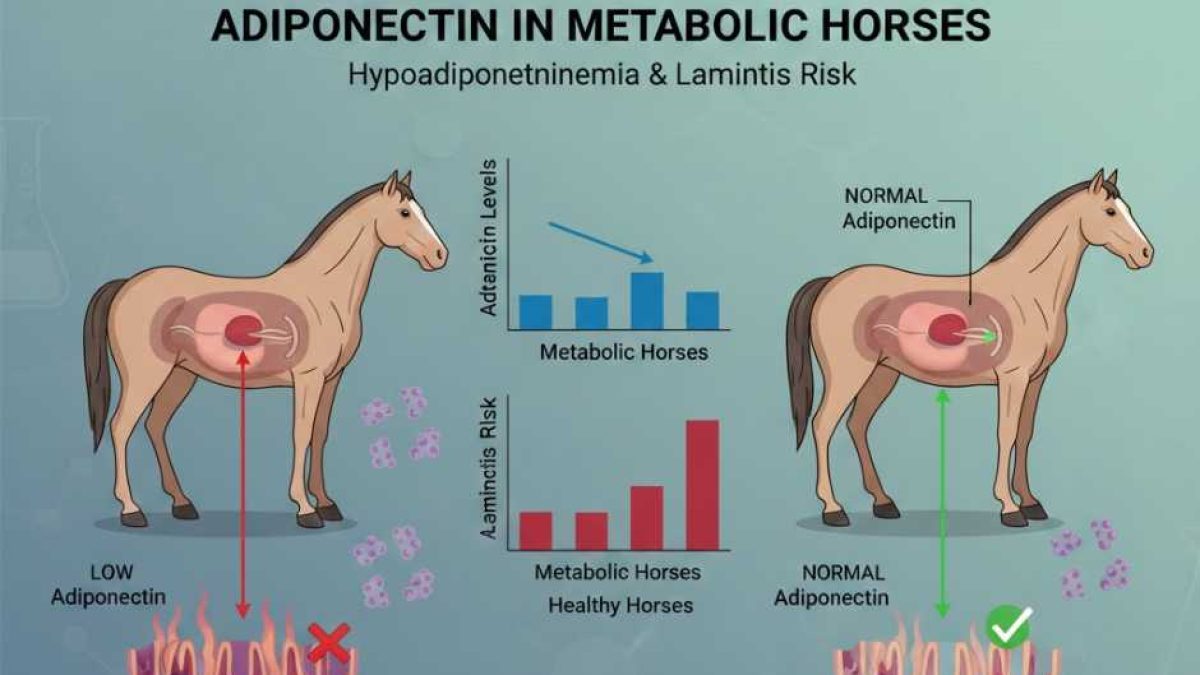Diagram showing adiponectin levels and laminitis risk in metabolic horses