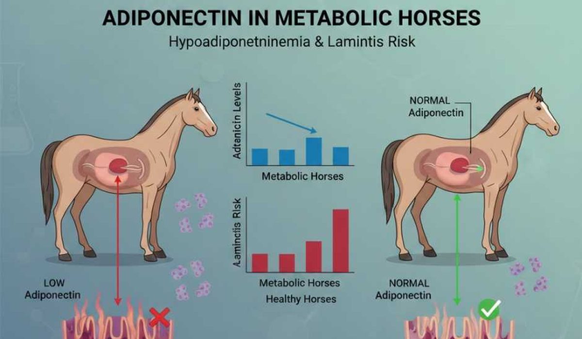 Diagram showing adiponectin levels and laminitis risk in metabolic horses