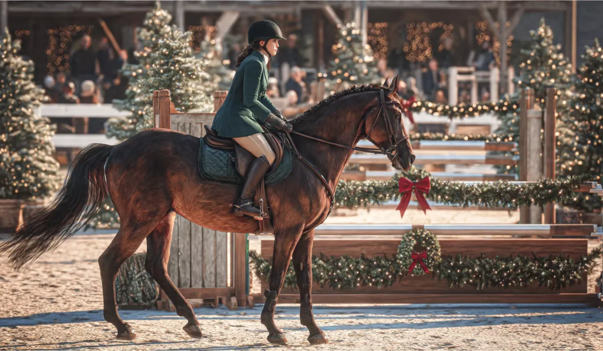 Experience the Old Salem Holiday Show in North Salem, New York—a festive USEF-recognized horse show featuring hunter, jumper, and equitation classes in a warm holiday atmosphere.