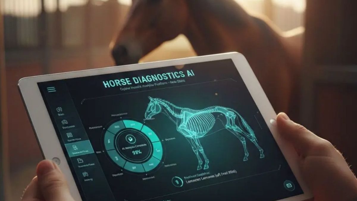 Smart technology monitoring horse health in a modern equine stable in 2026