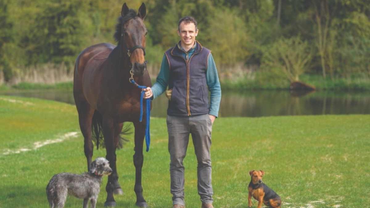 Amateur rider training a cheap ex-racehorse before Badminton Horse Trials.