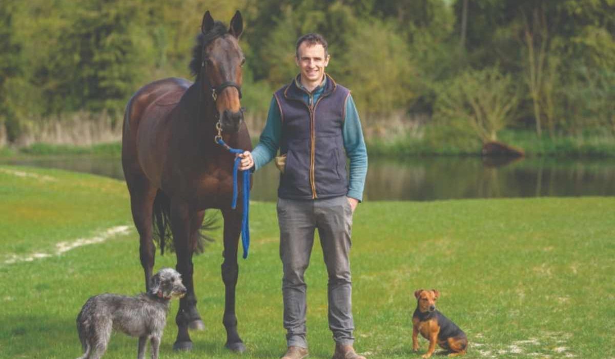 Amateur rider training a cheap ex-racehorse before Badminton Horse Trials.