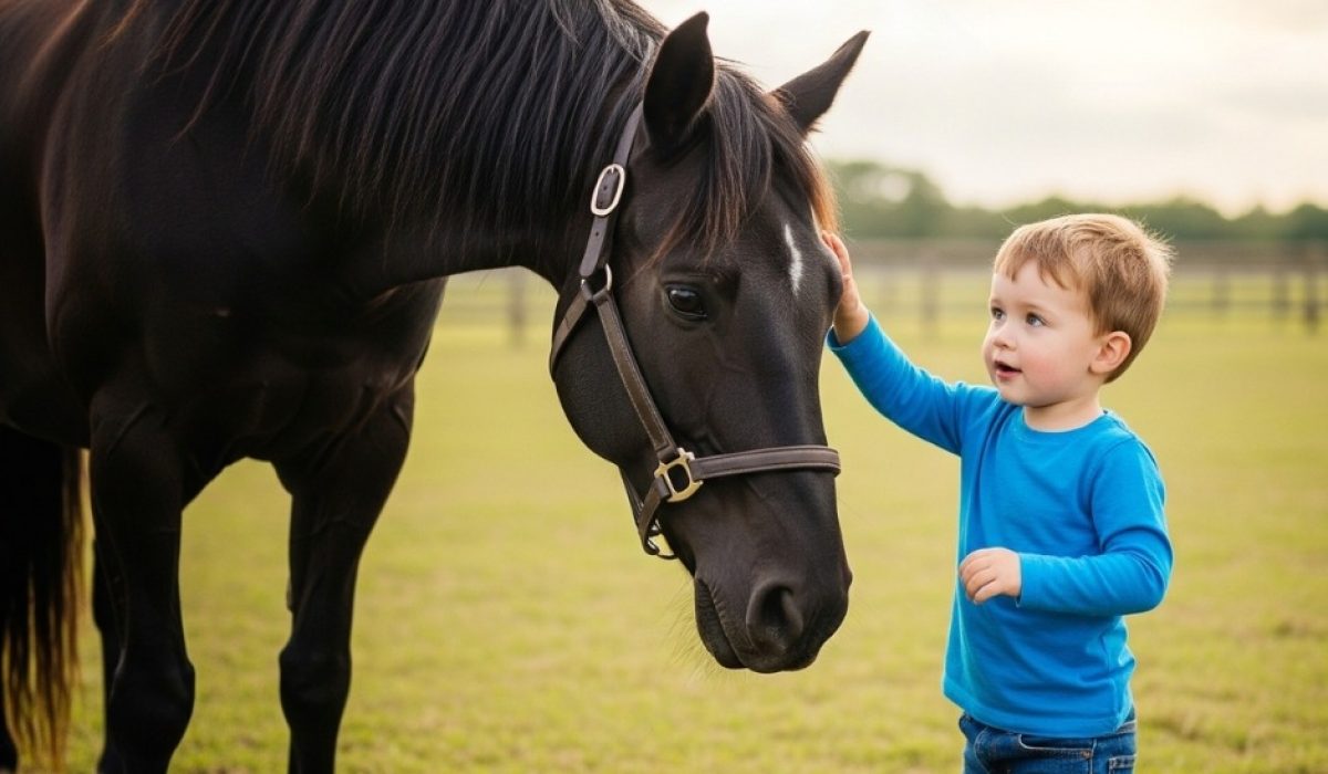 Locally sourced hay bales and feed used for sustainable horse feeding